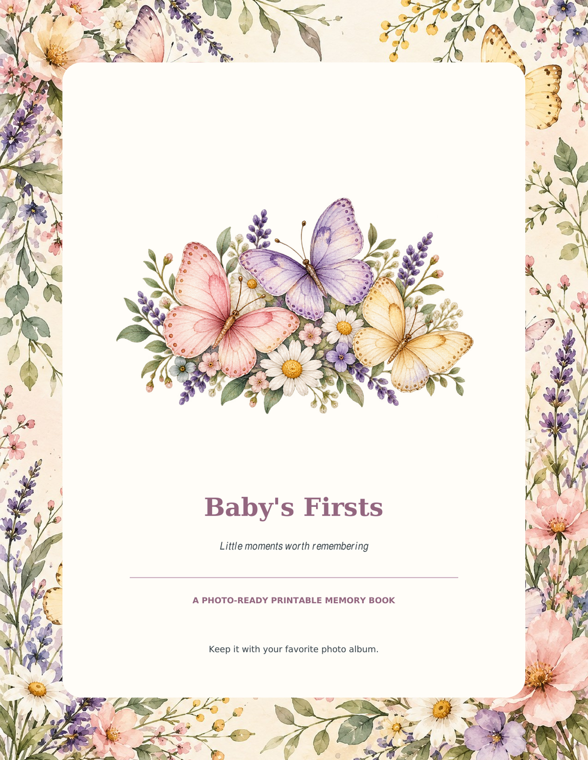 Baby's Firsts Memory Book — Butterfly and Flowers Edition