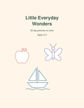 Little Everyday Wonders coloring book cover for ages 2–3 with an apple, butterfly, and sailboat